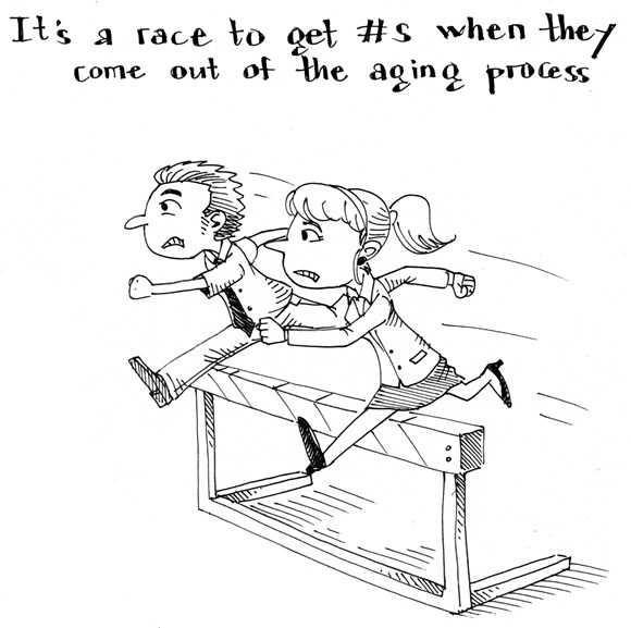 It's a race to get numbers when they come out of the aging process